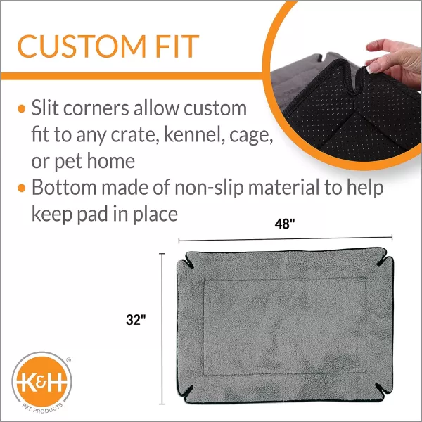 KampH Pet Products Memory Foam Crate Pad Gray XLarge 32 X 48 Inches480L x 320W x 10Th