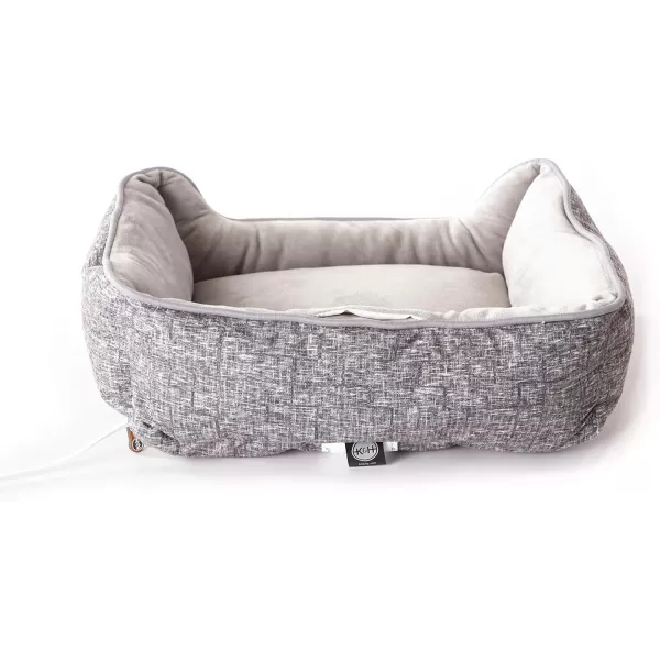 KampH Pet Products Mothers Heartbeat Heated Dog Bed with Bone Pillow Heartbeat Puppy Toy New Puppy Essential Heated Puppy Bed  Dog Anxiety Toy  Gray 13 X 16 Inches w Medium Breed Heartbeat Rhythm160L x 130W x 60Th