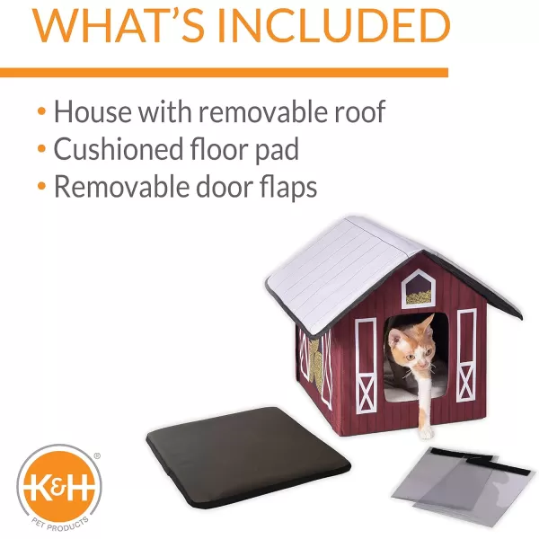 KampH Pet Products Outdoor Heated Kitty House Outdoor Cat House for Outside Community Cats Strays and Ferals Insulated Shelter Warming Cold Weather House with Heated Pad for Winter Cottage DesignUnheated Barn Design