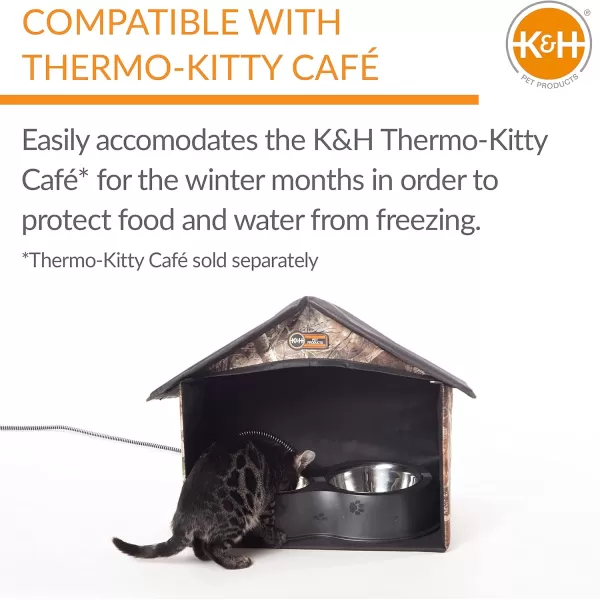 KampH Pet Products Outdoor Kitty Dining Room Outdoor Cat Shelter for Food amp Water Purrfect for Outdoor Feral Cats and Community Cats Olive 14 X 20 X 165Realtree EDGE Dining Room