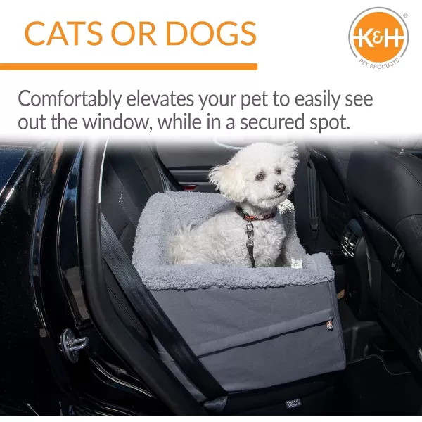 KampH Pet Products Rectangle Bucket Booster Pet Seat  Dog Booster Seat Car Seat for Dogs amp Cats Collapsible Rectangle GrayGray SmallLarge