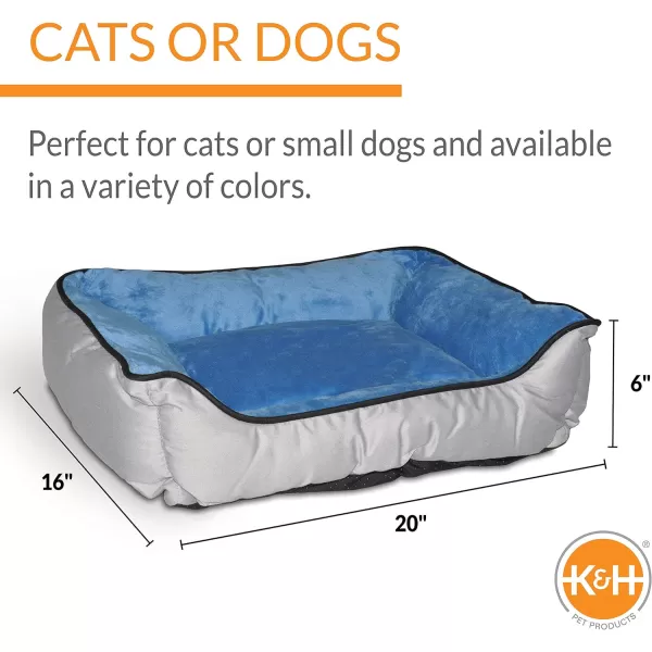 KampH Pet Products SelfWarming Lounge Sleeper Dog and Cat Bed Heat Reflecting Liner Machine Washable SageTan Small 16 X 20 Inches200L x 160W x 60Th GrayBlue