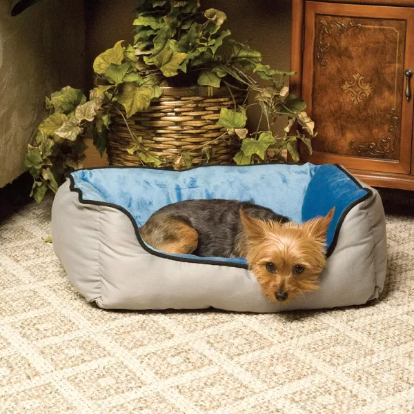 KampH Pet Products SelfWarming Lounge Sleeper Dog and Cat Bed Heat Reflecting Liner Machine Washable SageTan Small 16 X 20 Inches200L x 160W x 60Th GrayBlue