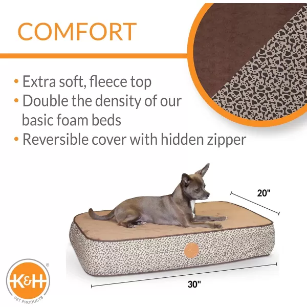 KampH Pet Products Superior Orthopedic Pet Bed PawBone Print Mocha Paw Bone Print Medium 30 X 40 InchesRecyclable Box 200L x 300W x 50Th Mocha PawBone