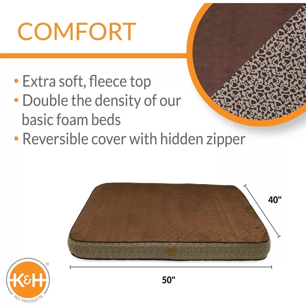KampH Pet Products Superior Orthopedic Pet Bed PawBone Print Mocha Paw Bone Print Medium 30 X 40 InchesRetail Box 500L x 400W x 50Th Mocha Paw Bone Print