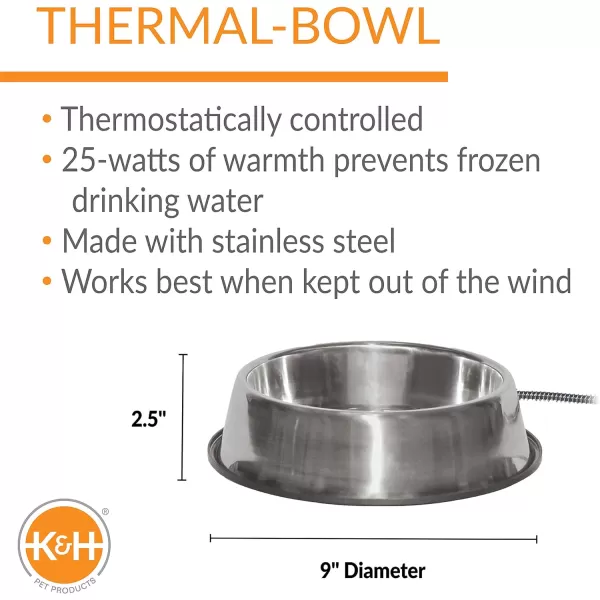 KampH Pet Products ThermalBowl Outdoor Heated Cat amp Dog Water Bowl Stainless Steel 102 Ounces102 Ounces Recyclable Box