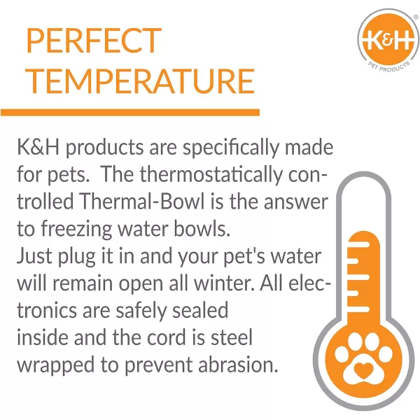 KampH Pet Products ThermalBowl Outdoor Heated Cat amp Dog Water Bowl Stainless Steel 102 Ounces32 Ounces Retail Box