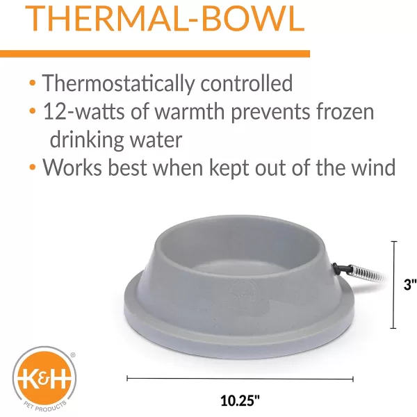 KampH Pet Products ThermalBowl Outdoor Heated Cat amp Dog Water Bowl Stainless Steel 102 Ounces32 Ounces Retail Box