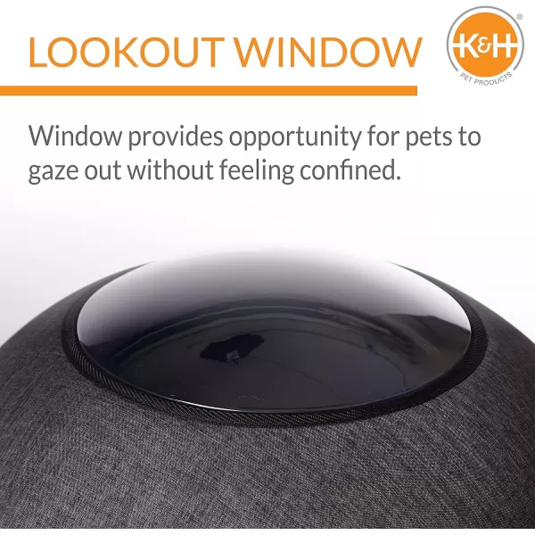 KampH Pet Products Thermo Lookout Pod Indoor Heated Cat Bed for Large Cats Heated Cat Cave Thermal Cat Mat Hideaway for Small or Large Cats and Kittens  Classy Red 22 InchesClassy Gray