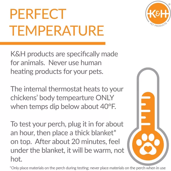 KampH Pet Products ThermoChicken Perch Warming Chicken Heater for Chicken Coops Prevents Frozen Chicken Toes Chicken Coop Accessories Safe Alternative to Chicken Coop Heater  Black 2626 Inches Retail Box