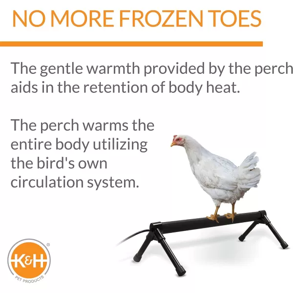 KampH Pet Products ThermoChicken Perch Warming Chicken Heater for Chicken Coops Prevents Frozen Chicken Toes Chicken Coop Accessories Safe Alternative to Chicken Coop Heater  Black 2626 Inches Retail Box