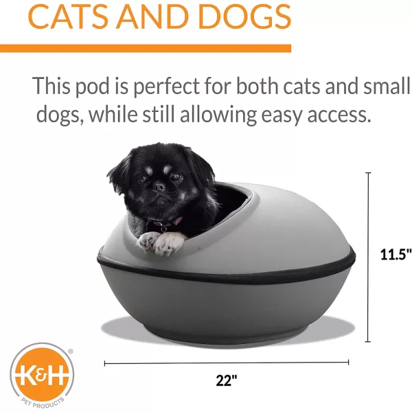 KampH Pet Products ThermoKitty Mod Dream Pod Heated Cat Bed for Large Cats Indoor Heated Cat Cave Thermal Cat Mat Hideaway for Small or Large Cats and Kittens 22 Inches TanBlackGrayUnheated