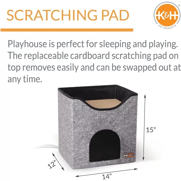 KampH Pet Products ThermoKitty Playhouse Heated Cat House amp Cat Scratcher Cardboard Refill Only 2Pack 12 X 14 InchesPlayhouse Classy Gray