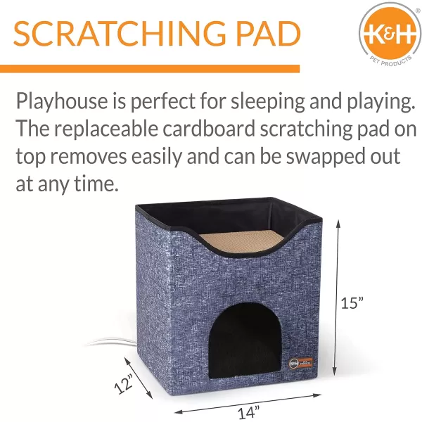 KampH Pet Products ThermoKitty Playhouse Heated Cat House amp Cat Scratcher Cardboard Refill Only 2Pack 12 X 14 InchesPlayhouse Classy Navy