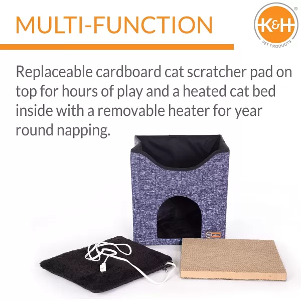 KampH Pet Products ThermoKitty Playhouse Heated Cat House amp Cat Scratcher Cardboard Refill Only 2Pack 12 X 14 InchesPlayhouse Classy Navy