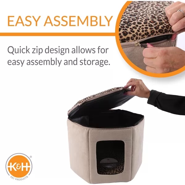 KampH Pet Products ThermoKitty Sleephouse Cat Cave  Heated TanLeopard 12 X 17 InchesHeated