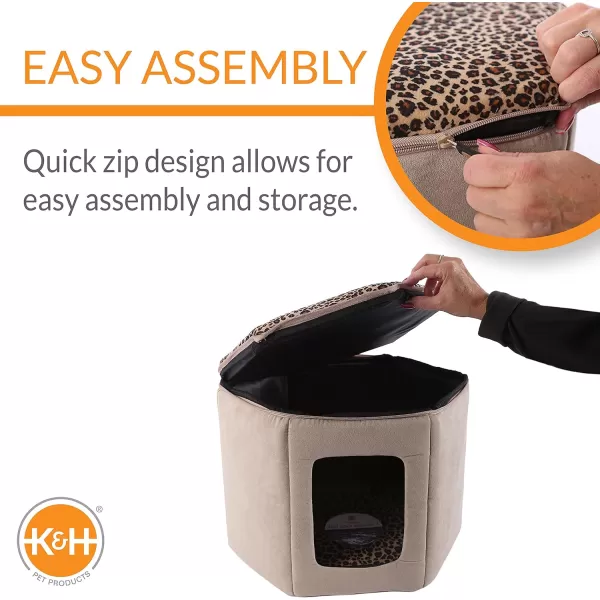 KampH Pet Products ThermoKitty Sleephouse Cat Cave  Heated TanLeopard 12 X 17 InchesUnheated