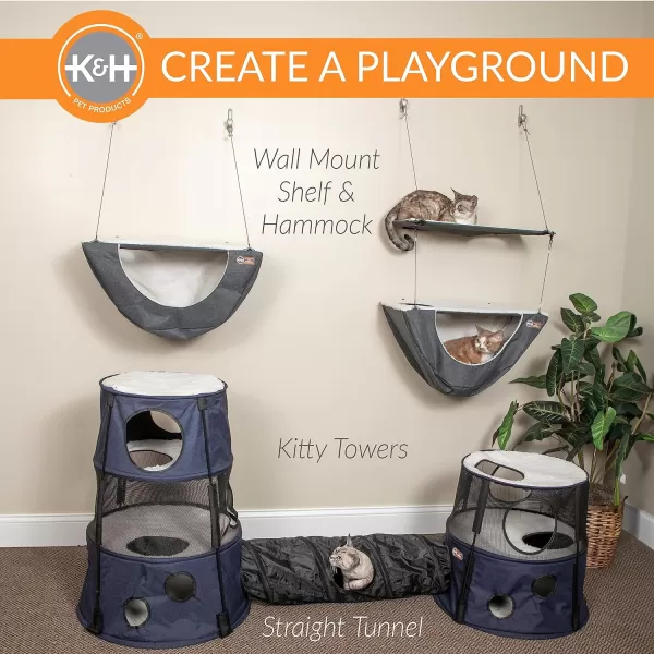 KampH Pet Products Wall Mount Cat Shelf Plus Cat Hammock for Large Cats Kitten amp Adulate Wall Cat Tree Furniture Activity Center Playground for Indoor Cats  Double Shelf GrayNatural 23 X 12 InchesSingle Shelf