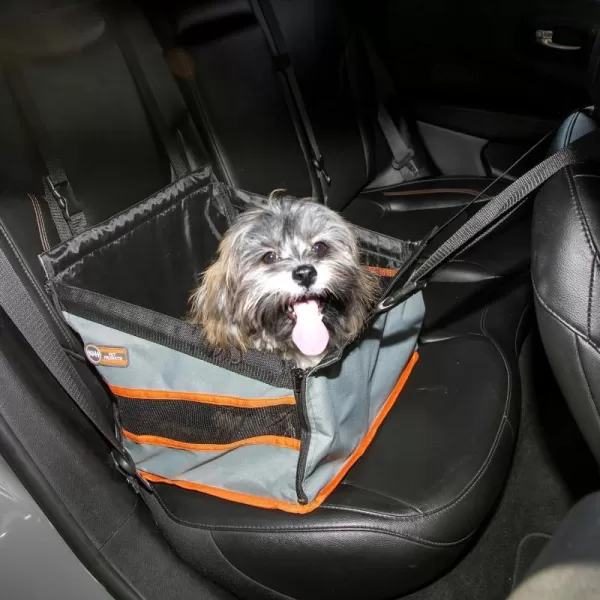 KH Pet Products Buckle N Go Dog Car Seat for Small Dogs Waterproof Fabric with Breathable Mesh  Adjustable Dog Seat Belt for Car Dog Hammock for Car Dog Carrier Dog Car Seat Cover  Gray XSMGray