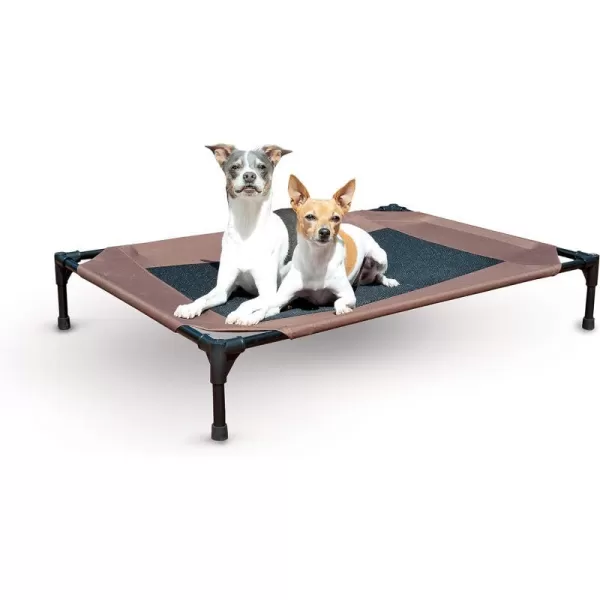 KH Pet Products Elevated Outdoor Dog Cot Bed Raised Cooling Bed with Washable Breathable Mesh for Large Dogs Portable Raised Platform Pet Bed Heavy Duty Metal Frame Hammock Bed Jumbo TanChocolateBlack Mesh