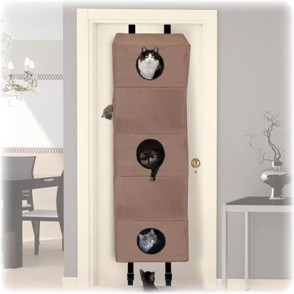 KH Pet Products Hangin Cat Condo Door Mounted Cat Furniture Cat Tree Tan Large 23 X 16 X 65 Inches5 Story Condo Wide