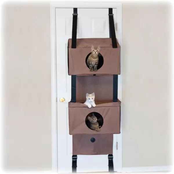 KH Pet Products Hangin Cat Condo Door Mounted Cat Furniture Cat Tree Tan Large 23 X 16 X 65 InchesSmall 70 X 22 X 12 Inches