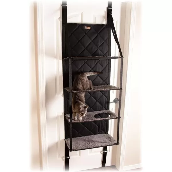 KampH PET PRODUCTS Hangin Cat Tree  Door Mounted Climber Cat Wall Perch Furniture Cat Hammock for Indoor Hanging  Elevated Bed  4 Story Gray 12 X 22 X 65 InchesKampH PET PRODUCTS Hangin Cat Tree  Door Mounted Climber Cat Wall Perch Furniture Cat Hammock for Indoor Hanging  Elevated Bed  4 Story Gray 12 X 22 X 65 Inches