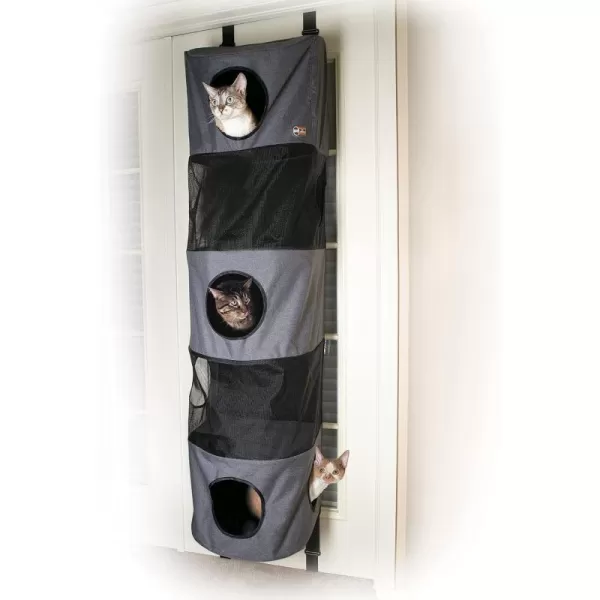 KampH Pet Products Hangin Cat Condo Door Mounted Cat Furniture Cat Tree Classy Gray 3 Story5 Story Condo High Rise