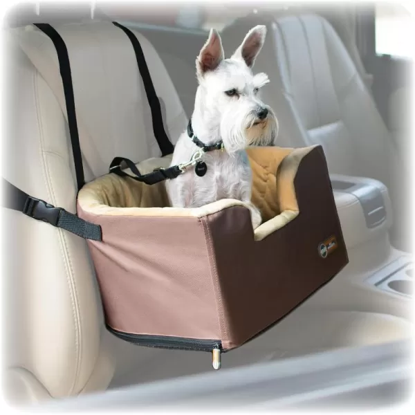 KampH Pet Products Hanging Bucket Booster Pet Seat Elevated Dog Booster Car Seat Car Window View for Petite and Toy Breeds Tan 16 X 145 InchesTan