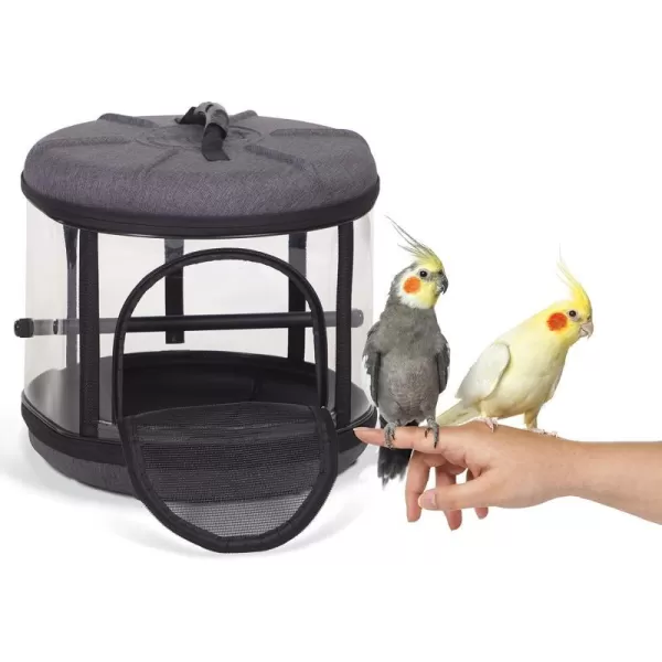 KampH Pet Products Mod Bird Carrier Travel Cage with Stand 360 View Transparent Breathable Pet Bird Travel Carrier with Removable Bird Perch  GrayClear 17 X 17 X 155 InchesKampH Pet Products Mod Bird Carrier Travel Cage with Stand 360 View Transparent Breathable Pet Bird Travel Carrier with Removable Bird Perch  GrayClear 17 X 17 X 155 Inches