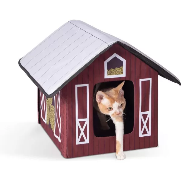 KampH Pet Products Outdoor Heated Kitty House Outdoor Cat House for Outside Community Cats Strays and Ferals Insulated Shelter Warming Cold Weather House with Heated Pad for Winter Cottage DesignUnheated Barn Design