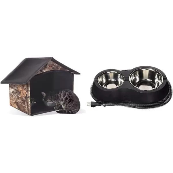 KampH Pet Products Outdoor Kitty Dining Room Outdoor Cat Shelter for Food amp Water Purrfect for Outdoor Feral Cats and Community Cats Olive 14 X 20 X 165Realtree EDGE Dining Room  Caf