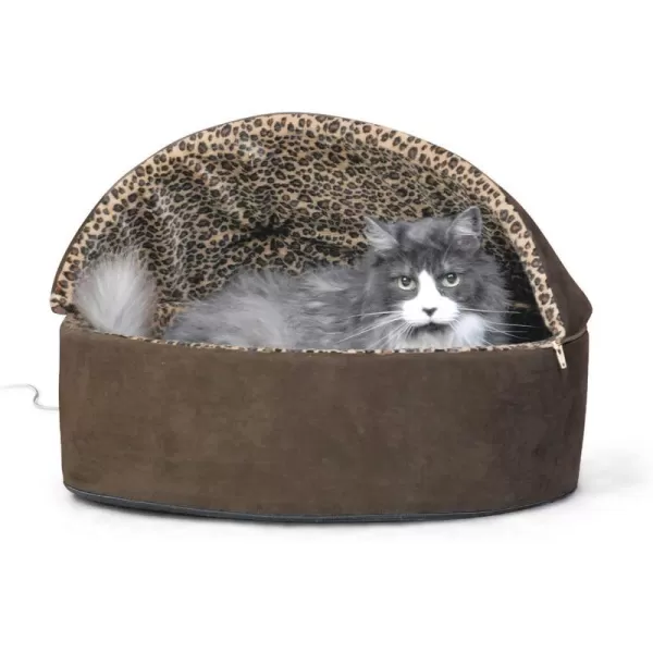 KampH Pet Products ThermoKitty Bed Deluxe Indoor Heated Cat Bed MochaLeopard Small 16 Inches200L x 200W x 140Th Recyclable Box Mocha