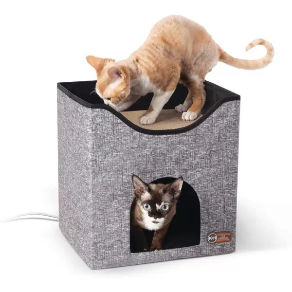 KampH Pet Products ThermoKitty Playhouse Heated Cat House amp Cat Scratcher Cardboard Refill Only 2Pack 12 X 14 InchesPlayhouse Classy Gray