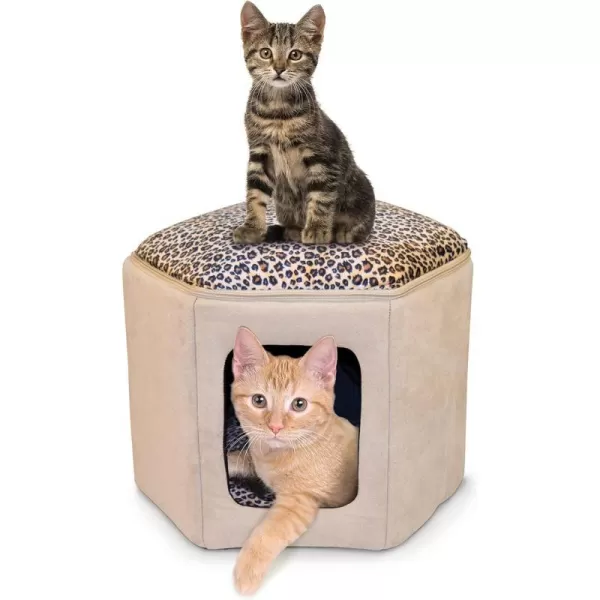 KampH Pet Products ThermoKitty Sleephouse Cat Cave  Heated TanLeopard 12 X 17 InchesUnheated