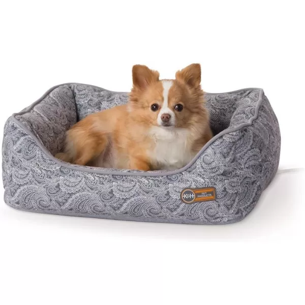 KampH Pet Products ThermoWater Bolster Heated Orthopedic Dog Bed Gray Small 17 X 20 Inches200L x 170W x 70Th