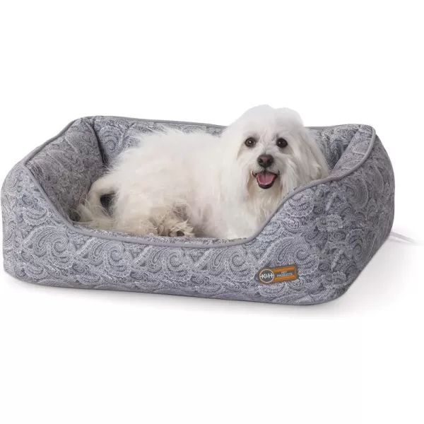 KampH Pet Products ThermoWater Bolster Heated Orthopedic Dog Bed Gray Small 17 X 20 Inches260L x 200W x 90Th