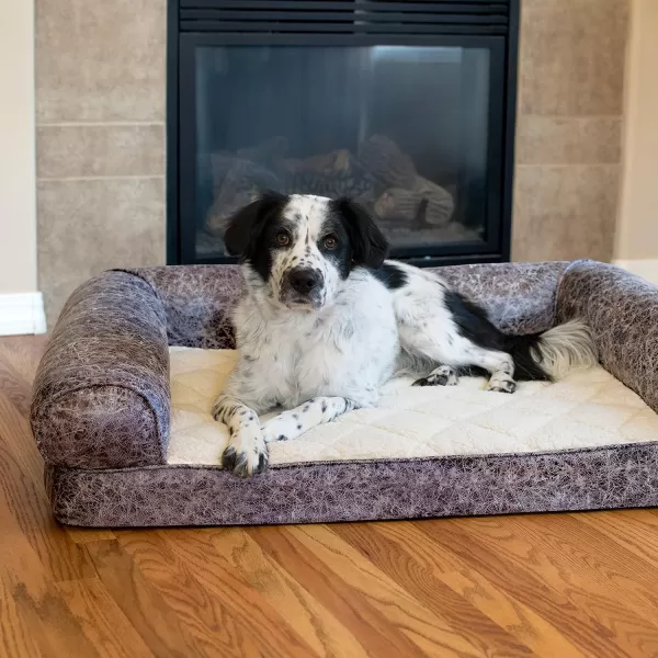 KampH Pet Products Bomber Memory Sofa Pet Bed Medium Brown 24 x 33410L x 300W x 90Th Gray
