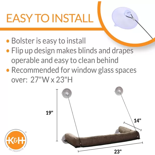 KampH Pet Products Deluxe EZ Mount Kitty Sill Cat Window Perch Hammock Seat Cat Bed Sturdy Suction Cup Indoor Cat Accessory Essential Hammock Style Window Shelf  Perch Without Bolster GrayHammock  Bowl Bolster