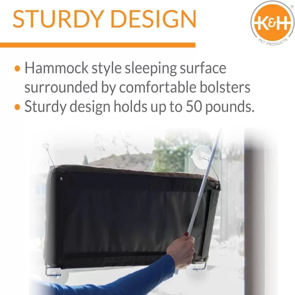 KampH Pet Products Deluxe EZ Mount Kitty Sill Cat Window Perch Hammock Seat Cat Bed Sturdy Suction Cup Indoor Cat Accessory Essential Hammock Style Window Shelf  Perch Without Bolster GrayHammock  Bowl Bolster