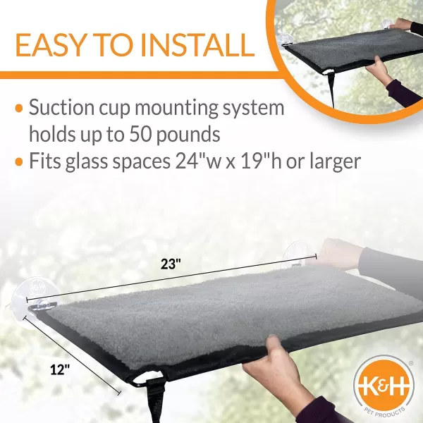 KampH Pet Products Deluxe EZ Mount Kitty Sill Cat Window Perch Hammock Seat Cat Bed Sturdy Suction Cup Indoor Cat Accessory Essential Hammock Style Window Shelf  Perch Without Bolster GrayHammock  Bowl No Bolster