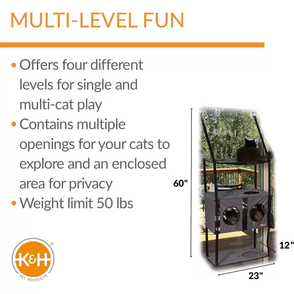 KampH Pet Products EZ Mount Penthouse Window Sill Cat Bed Cat Hammock for Window Cat Perch Cat Shelf Sturdy Cat Window Perch for Large Cats Cat Window Bed Cat Furniture Cat Window Hammock GrayBlackTownhouse Recyclable Box