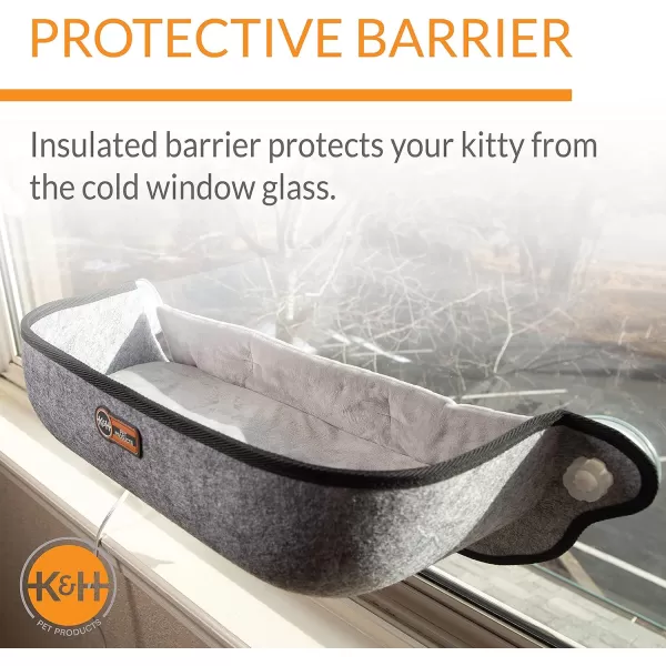 KampH Pet Products EZ Mount ThermoKitty Sill Heated Window Cat Bed Heated Cat Hammock for Large Cats ExtraDeep Cat Perch Gray 27 X 10 X 11KampH Pet Products EZ Mount ThermoKitty Sill Heated Window Cat Bed Heated Cat Hammock for Large Cats ExtraDeep Cat Perch Gray 27 X 10 X 11