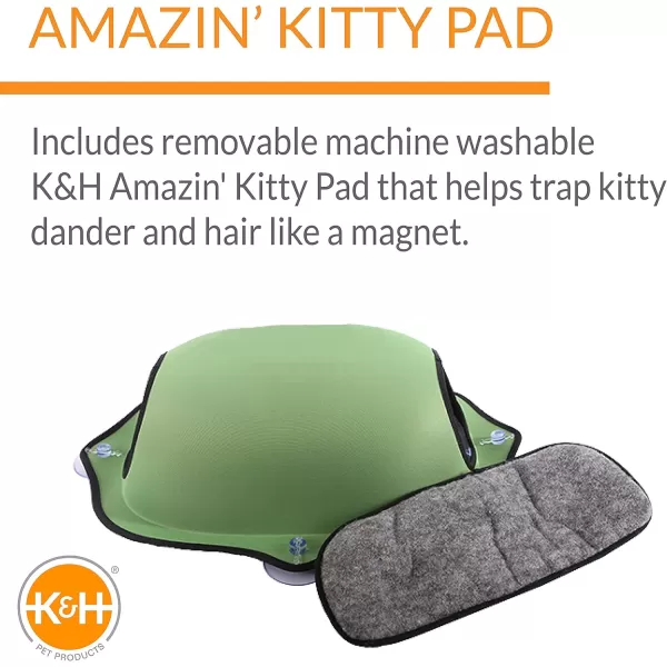KampH Pet Products EZ Mount Window Pod Kitty Sill Window Sill Cat Bed Cat Perch Cat Hammock Green 27 X 20 InchesWindow Pod Green