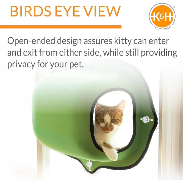 KampH Pet Products EZ Mount Window Pod Kitty Sill Window Sill Cat Bed Cat Perch Cat Hammock Green 27 X 20 InchesWindow Pod Green
