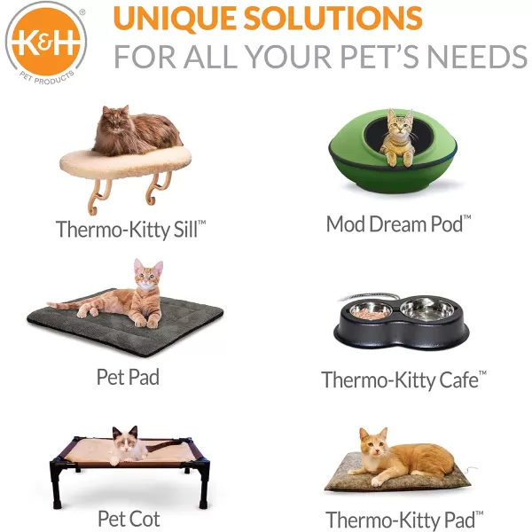 KampH Pet Products Heated ThermoKitty Fashion Splash Indoor Cat Bed Orthopedic Foam Base Heated Bed for Dogs or Cats with Removable Waterproof Heater Mocha Small 18 Inches Round220L x 160W x 30Th Mocha Splash