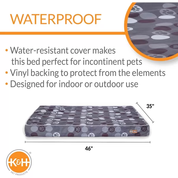 KampH Pet Products IndoorOutdoor Superior Orthopedic Dog Bed GrayPaw Small 27 X 36 X 4 InchesGrayPaw 460L x 350W x 40Th Outdoor Waterproof