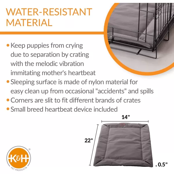 KampH Pet Products Mothers Heartbeat Puppy Crate Pad WaterResistant Gray MediumLarge Breed Beat 21 X 31 InchesGray 220L x 140W x 10Th