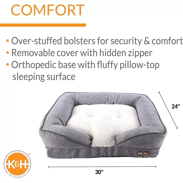 KampH Pet Products PillowTop Orthopedic Lounger Sofa Dog Bed Classy Gray Small 18 X 24 Inches300L x 240W x 90Th Recyclable Box