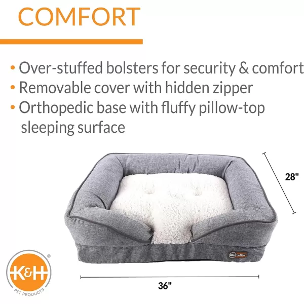 KampH Pet Products PillowTop Orthopedic Lounger Sofa Dog Bed Classy Gray Small 18 X 24 Inches360L x 280W x 100Th Recyclable Box